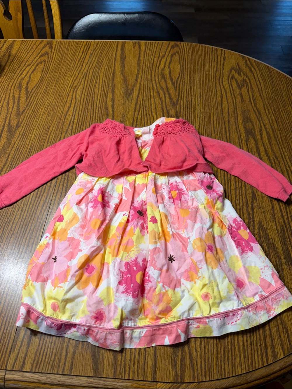 OshKosh B'gosh Pink and Coral Floral Knit Dress Top